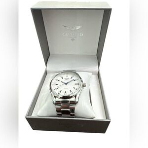 Gianello genuine Diamond Arco round silver link men watch new